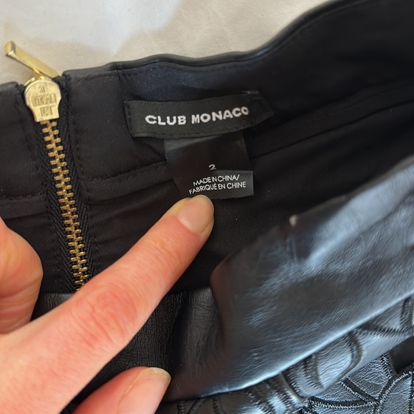 Club Monaco Black Leather Floral Mini Skirt - Picture 5 of 5